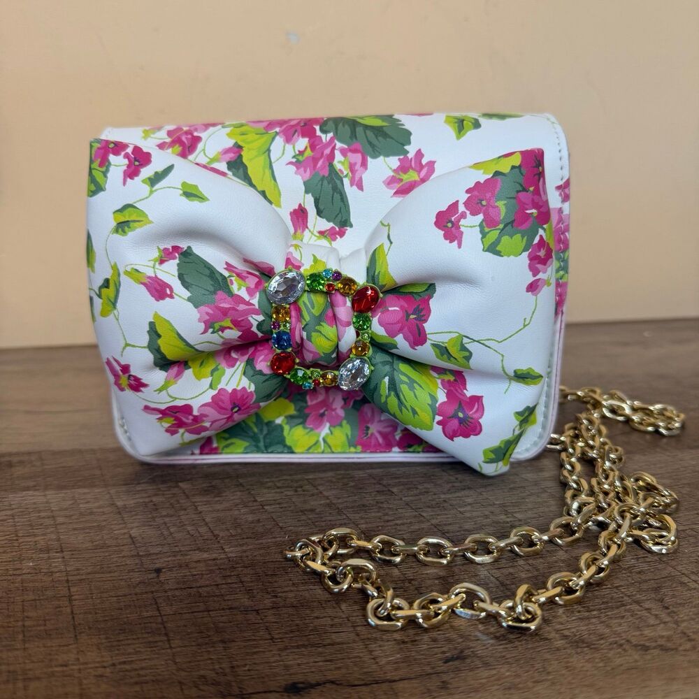 Betsey Johnson Floral Bow Crossbody Purse